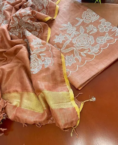 Elegant Cotton‑Linen Suit Piece with Intricate Hand Embroidery